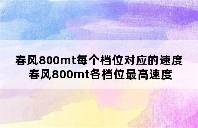 春风800mt每个档位对应的速度 春风800mt各档位最高速度